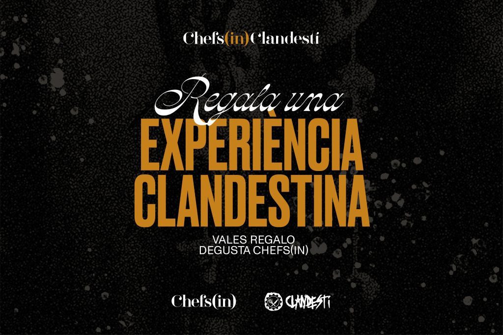 Degusta Clandestí by Chefs(in). La experiencia clandestina, con un pequeño gran toque chefsinero. Algo que sólo encontrarás aquí.

Te explicamos. Aquí encontrarás cuatro opciones: los dos menús degustación y sus correspondientes opciones de maridaje. Si quieres regalar un menú y algo de vino, pero no un maridaje, cuando estés en el carrito te aparecerá la opción de añadir un nuevo vale regalo de vino por el importe que tu elijas. Así que elige la opción que más te guste y si quieres acoplarle más vino al asunto, lo podrás hacer al final del proceso.